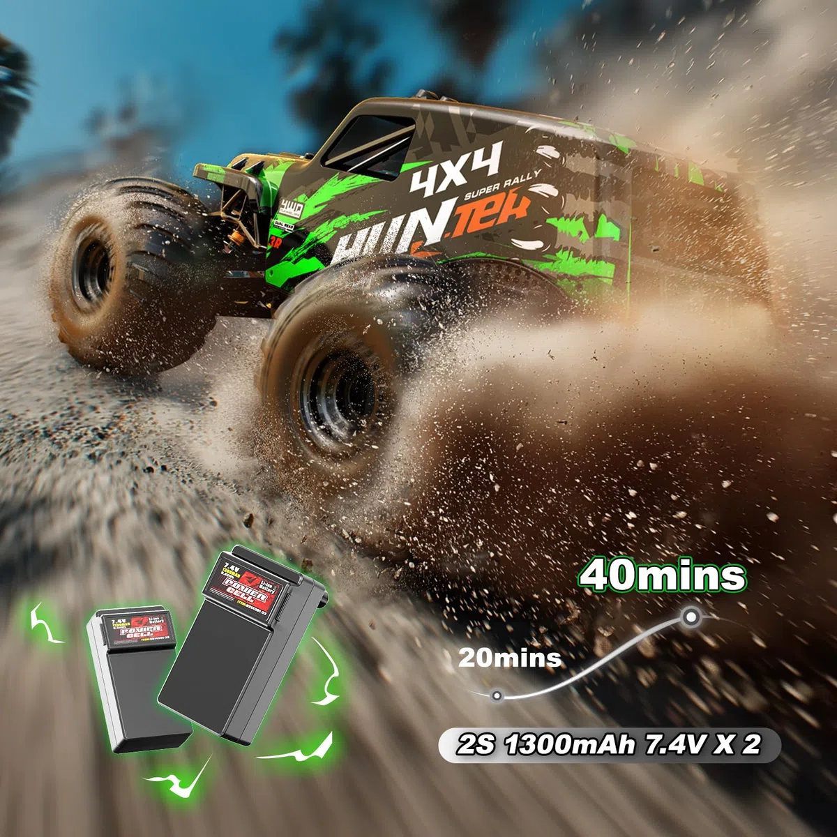 Macchina Telecomandata Professionale 1:14 per Adulti e Ragazzo 1:14 4WD RC Auto Fuoristrada ad Alta Velocità 40+ KM/H, con 2 Batterie Ricaricabili 7.4V 1300mAh, 2 set di pneumatici