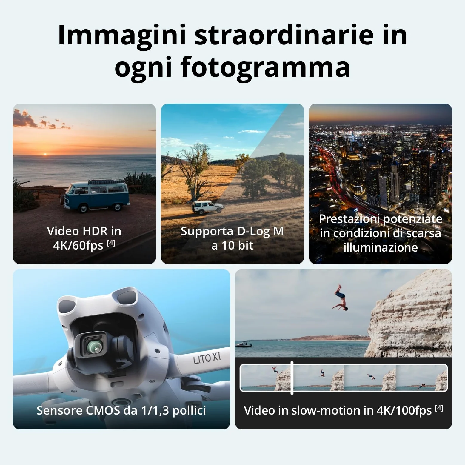 DJI Lito X1 Combo Due Batterie con DJI RC-N3, drone con fotocamera 4K per principianti, rilevamento degli ostacoli, ActiveTrack, sensore da 1/1,3 pollici, leggero per adulti, 2 batterie, C0