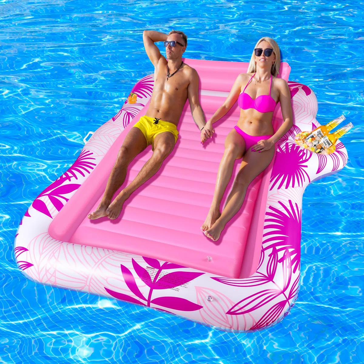 BuzzoXerex Materassino Gonfiabile Piscina Doppio Grande Adulti con Poggiatesta e Portabibite