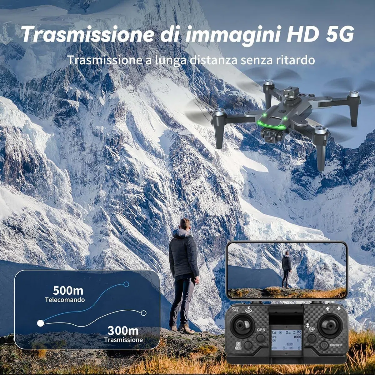 S166 Drone con Telecamera 4K Professionale, Meno di 249g, Fino a 68 Minuti di Volo (3 Batterie), GPS Rientro Automatico, Motore Brushless, Modalità Follow Me per Principianti（Nero）