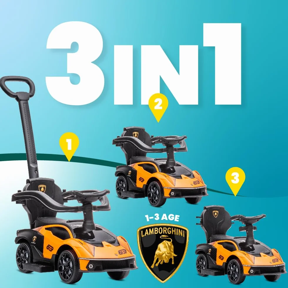 Auto a spinta da 1 anno con maniglione, auto per bambini, auto a spinta Essenza SCV12, Aauto Kinder (Arancione)