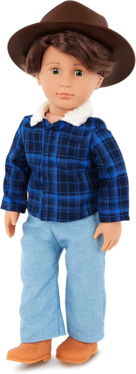 Our Generation - Dustin - Bambola maschio da 46 cm - Occhi NoiEnsembleti e capelli castani ondulati - Abito stile western e cappello country - Giocattolo per bambini dai 3 anni in su
