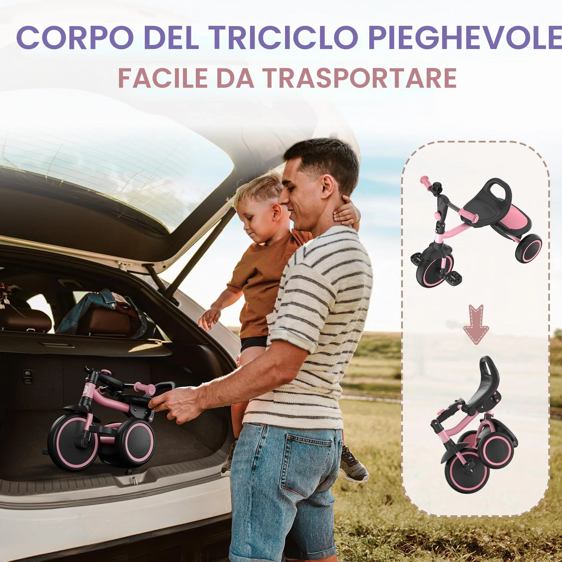 besrey Tricicli per bambini dai 24 mesi ai 5 anni, triciclo per bambini da 2 a 5 anni, triciclo per bambini, regalo e giocattoli per ragazzi e ragazze, tricicli per bambini