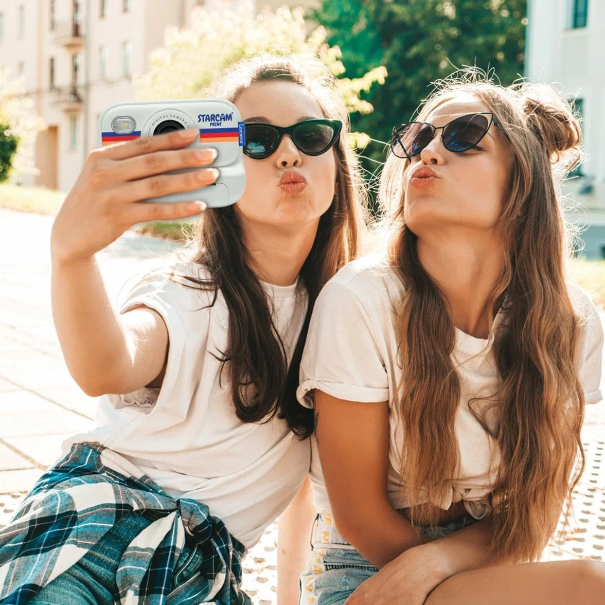 Lexibook, STARCAM Print HD, fotocamera con stampante istantanea, foto, video, selfie, musica, funzioni di gioco, kit di personalizzazione e scheda SD da 32 GB inclusa, bianco, DJ165