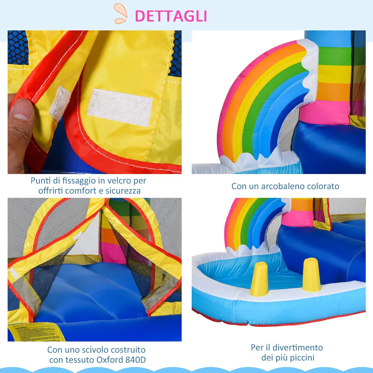 Outsunny Castello Gonfiabile per Bambini con Trampolino e Piscina, Pompa Elettrica Inclusa 280x170x155cm, Multicolore