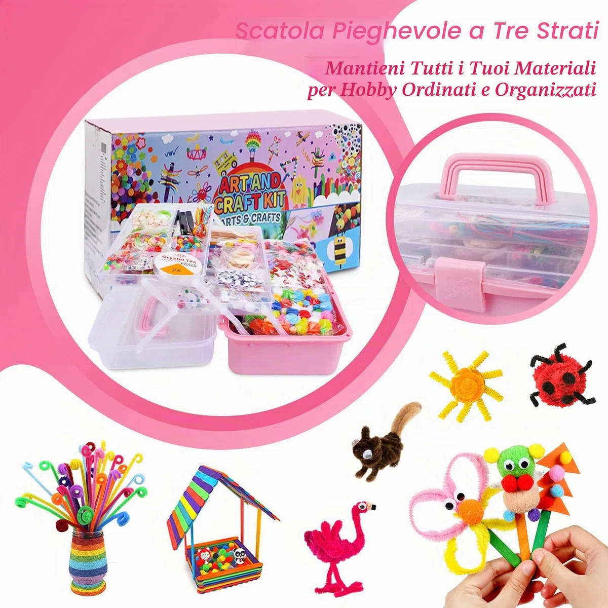 JOYBOY Lavoretti Creativi per bambini Kit Artigianali Perline e Scatola di Immagazzinaggio Giocattoli educativi Regalo