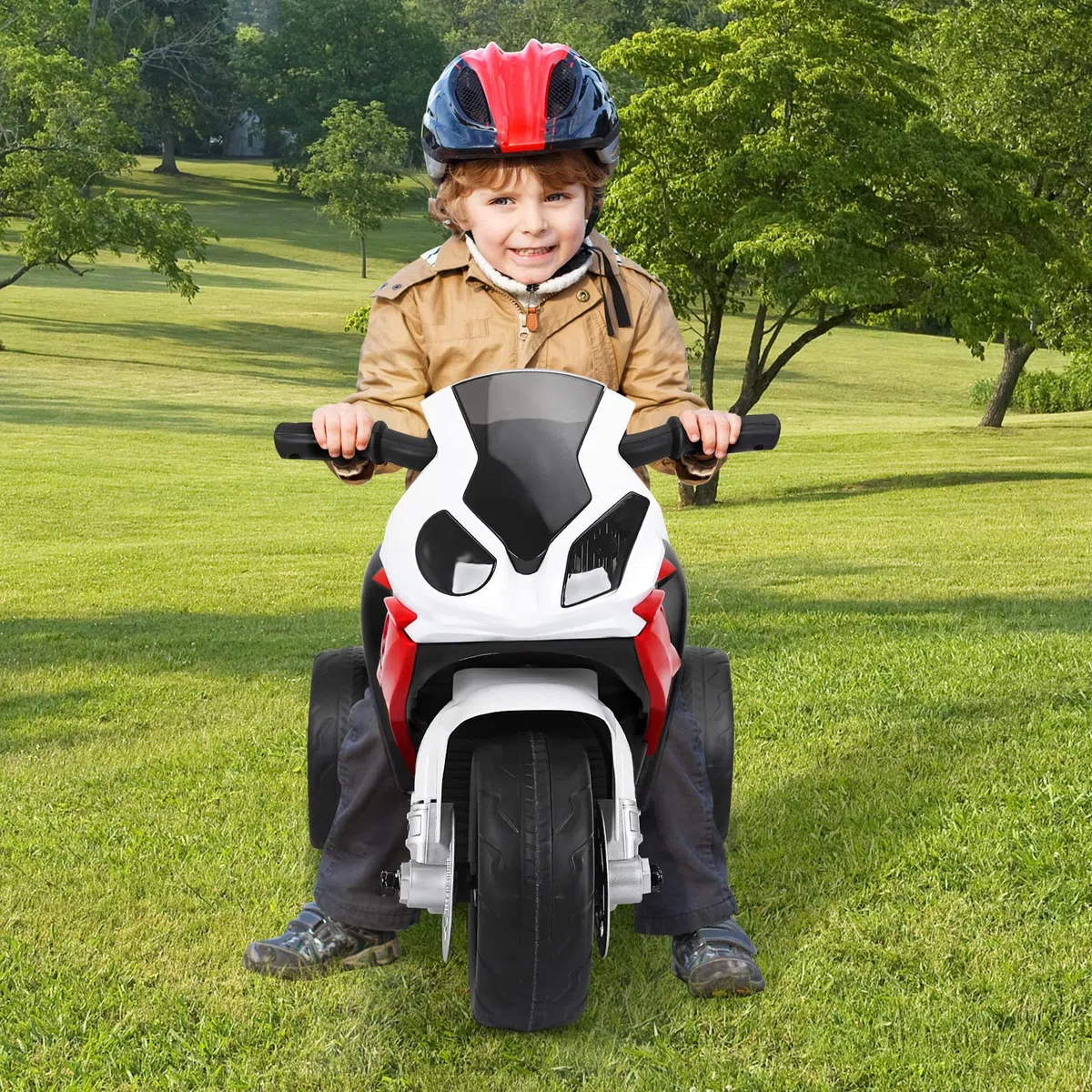 RELAX4LIFE BMW-S 1000 RR 6V Moto Elettrica Bambini 3 Ruote Musica Luci Clacson Triciclo Elettrico 18-36 Mesi 20 kg Rossa