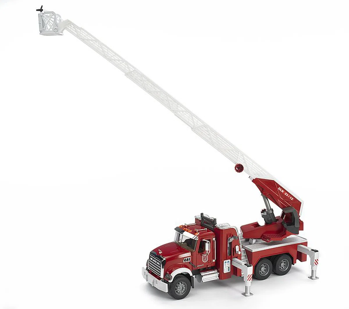 bruder 02821 - Autoscala MACK Granite con pompa, veicolo d'emergenza, camion dei pompieri