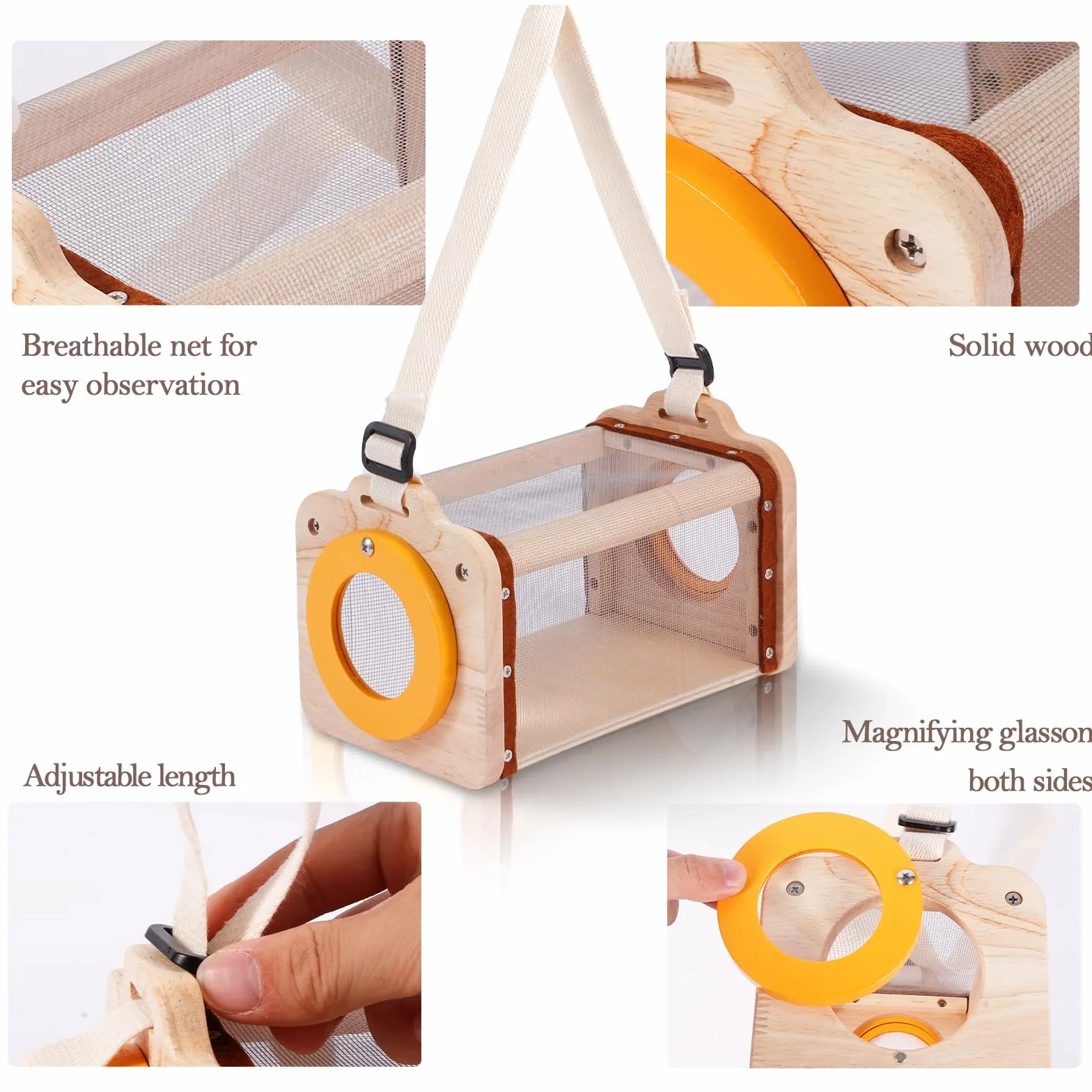 Astarama Kit acchiappa-Insetti in Legno per Bambini, 11 Pezzi Set da Esploratore con retino per Farfalle, Lente d'Ingrandimento, Habitat per Insetti, binocolo, Bussola, per Cortile e Campeggio