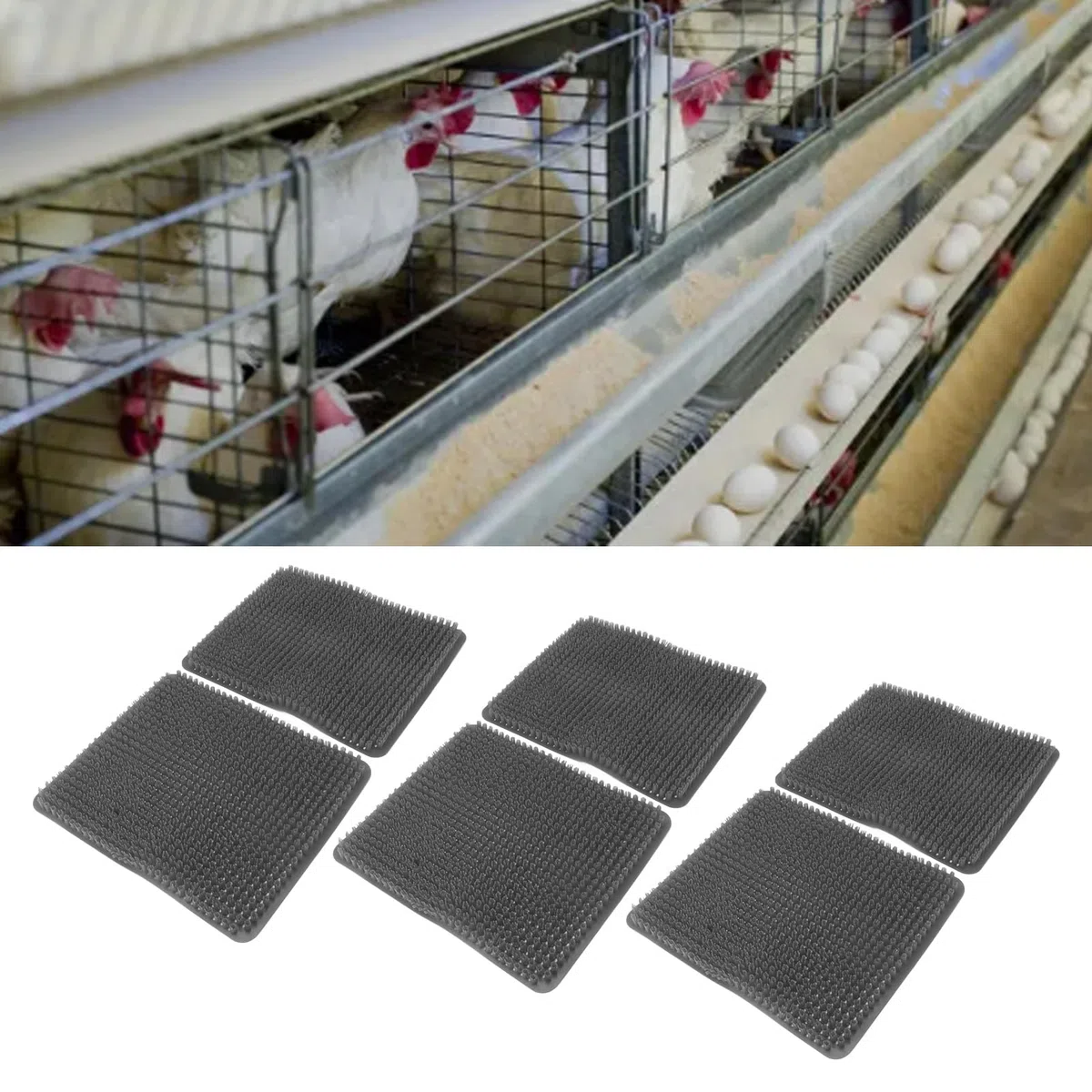 Cuscinetti per Nido per Galline Lavabili in PE 6 Pezzi 35x30 Cm per Pollaio
