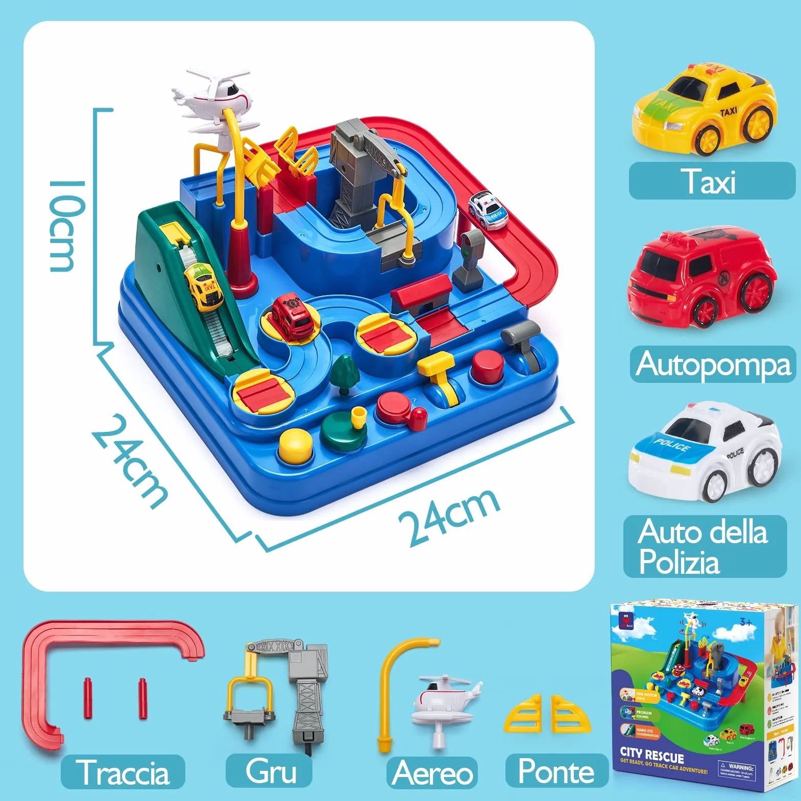 hahaland Pista Macchinine Giochi Bambini 2 3 4 anni - Set di Piste da Corsa Gioco di Avventura in Auto Macchinine per Bambino Regalo 2 3 4 5 6 anni Maschio