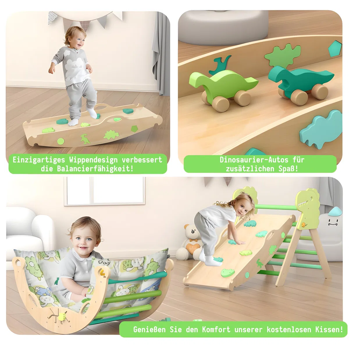 Montessori 9 in 1 Set da Gioco per Arrampicata per Bambini con Cuscino e Scivolo
