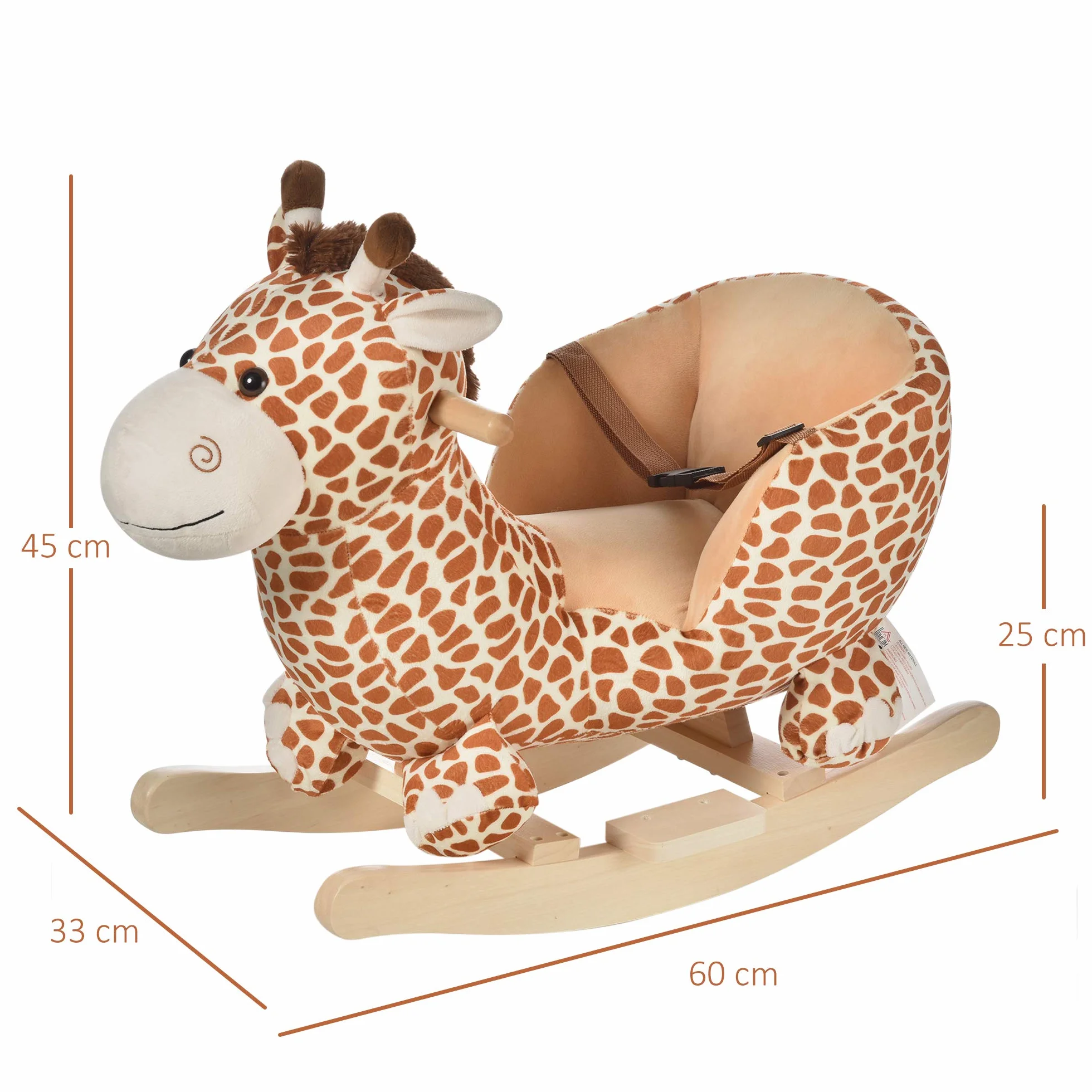 HOMCOM Cavallo a Dondolo in Legno Giraffa per i Bambini 60x33x45cm