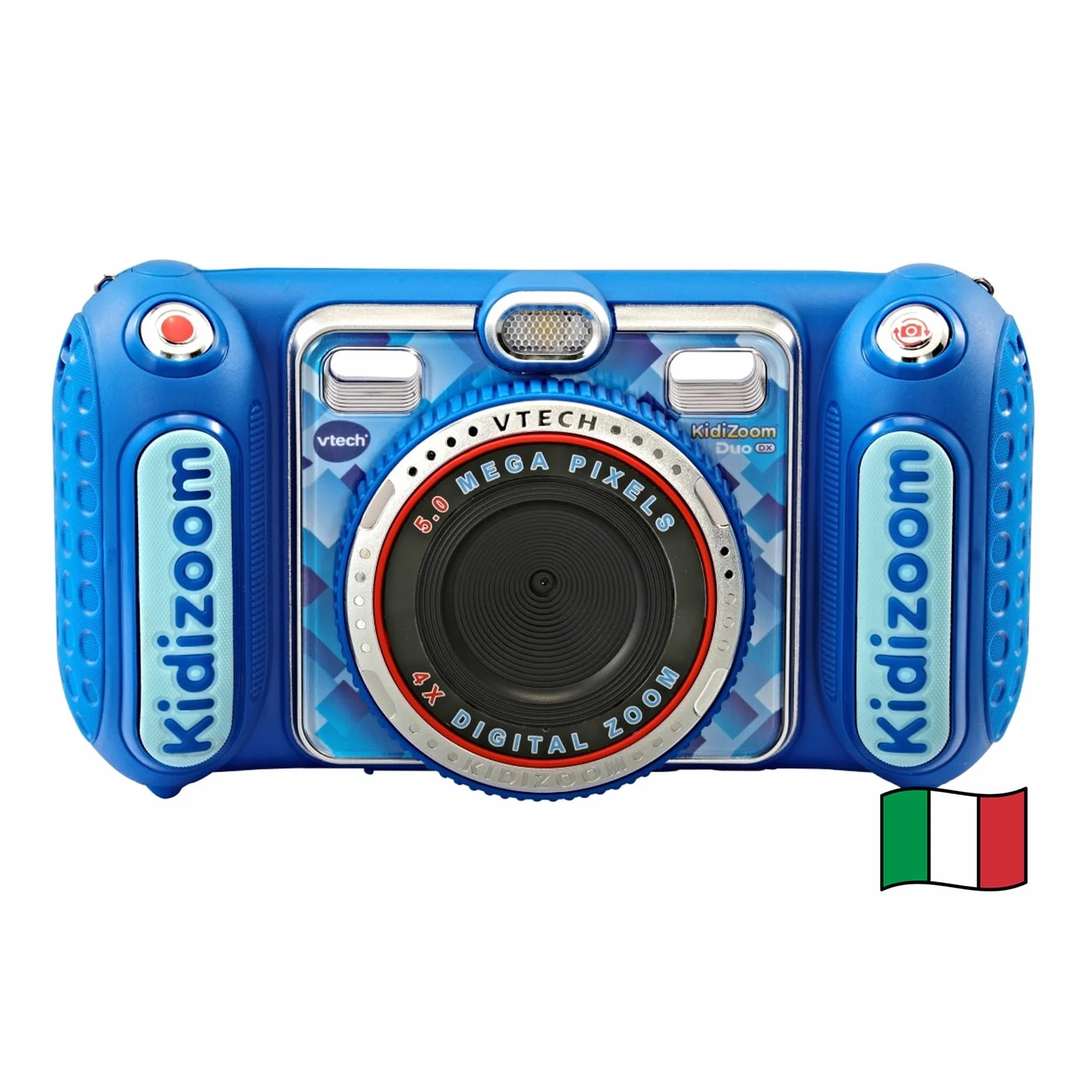 VTech Kidizoom Duo DX Blu, Macchina Fotografica per Bambini con +75 Filtri, Foto e Video, Doppia Fotocamera Anteriore e Posteriore, Scocca Antiurto, Lingua Italiana, Batterie Incluse, 3-12 Anni