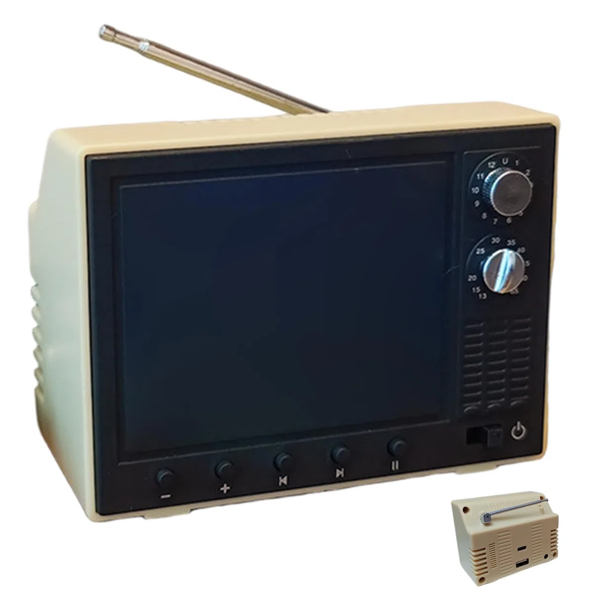 Mini TV retrò 2,4" HD 720P 8 GB USB per casa delle bambole scala 1:12 Giallo