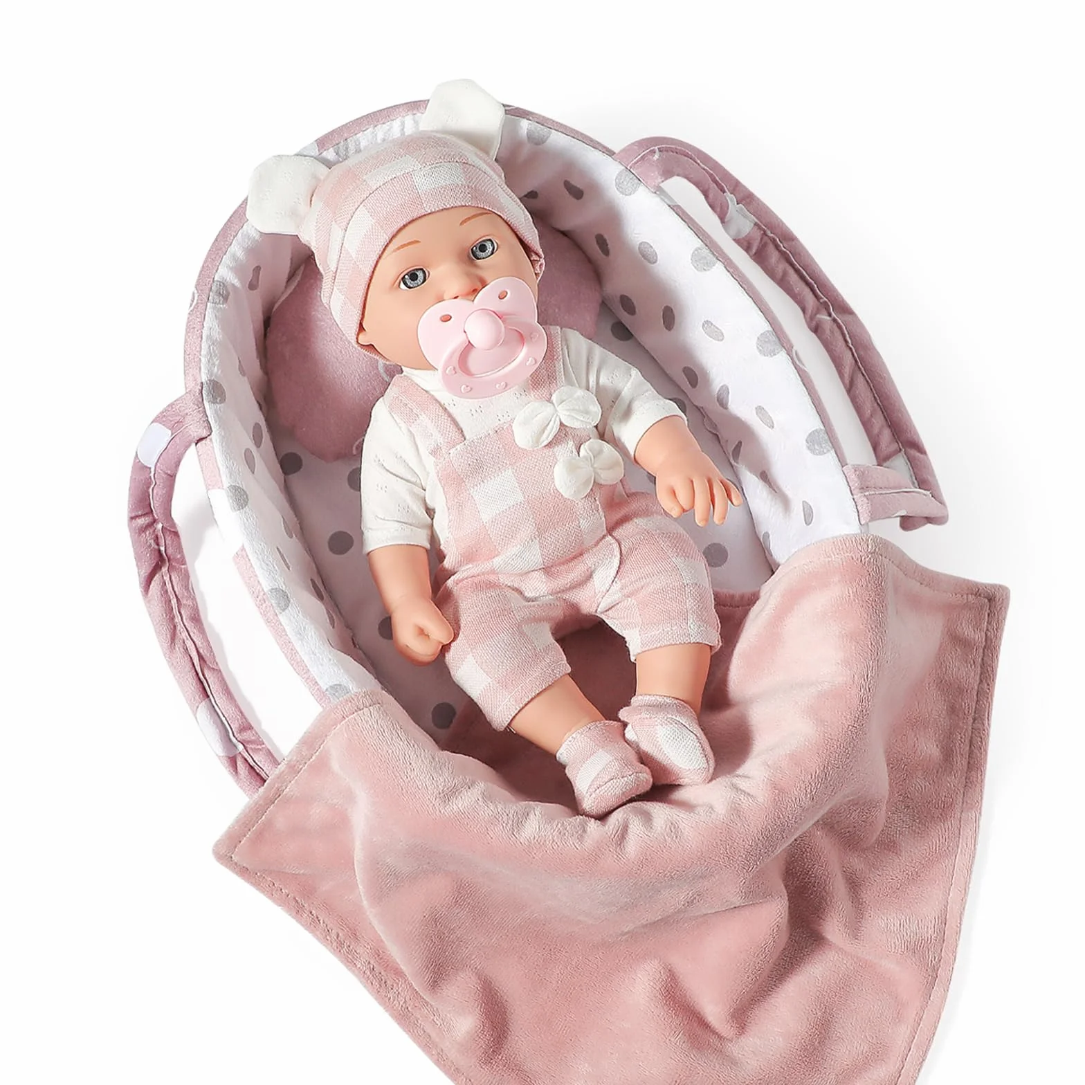 Set di giocattoli per bambole da 30,5 cm, con accessori, include culla per bambole, ciuccio e coperta, prima bambola per bambine dai 3 anni in su