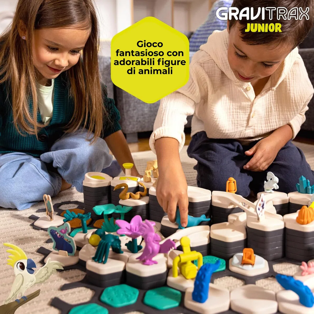 Ravensburger - GraviTrax Junior My Jungle Starter-Set, Pista biglie 100 pezzi, Rompicapo bambini, Giochi bambini 3 anni e più, Gioco Interattivo ed Educativo STEM, Compatibile con tutti i GraviTrax