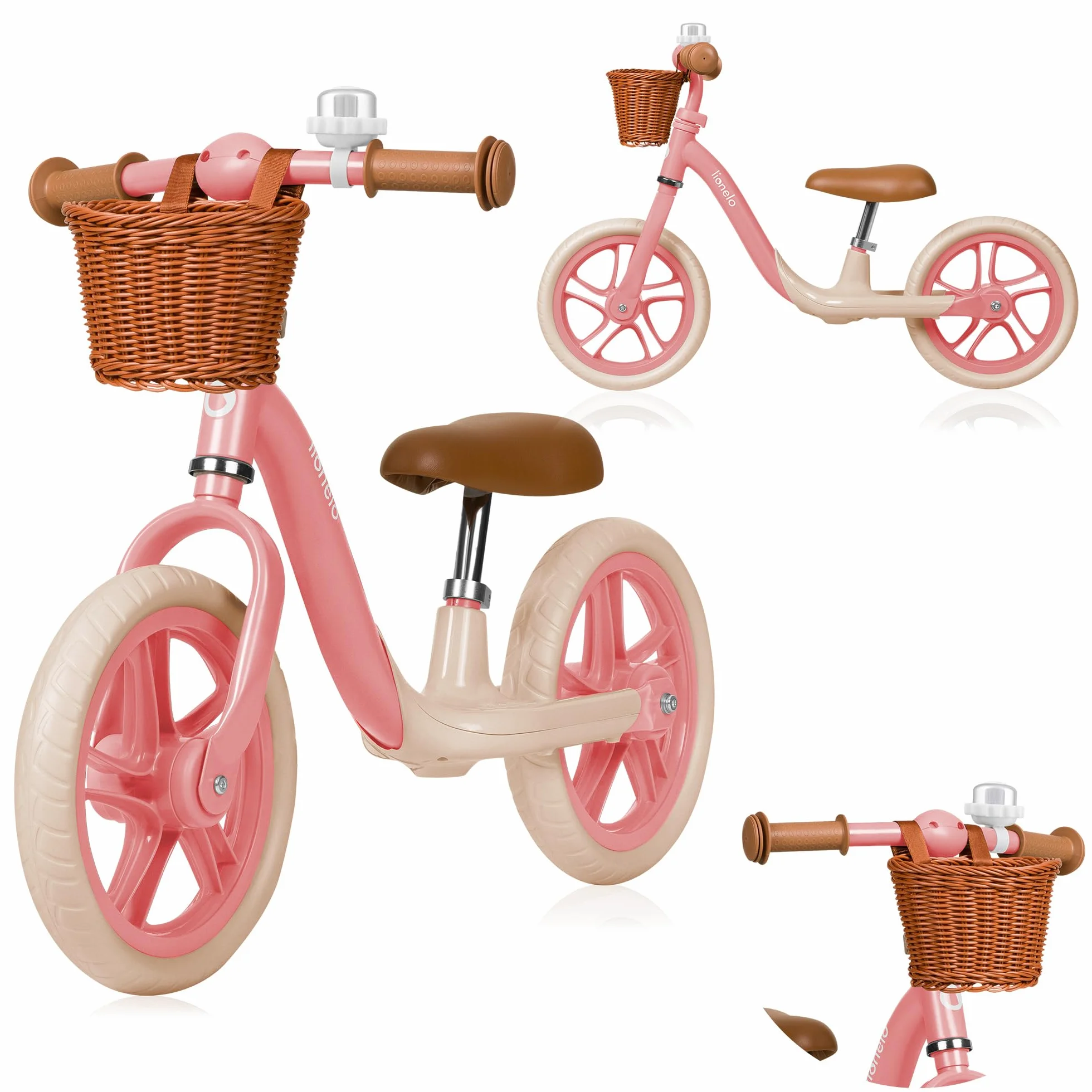 lionelo Alex Bici senza pedali per bambini da 3 anni fino 30kg Resistente e leggera solo 3kg Ruote in schiuma EVA 30cm Manubrio e sella regolabili Blocco dello sterzo Poggiapiedi Cestino