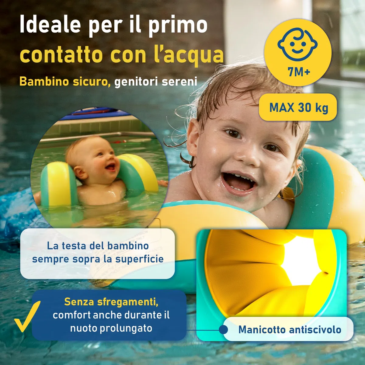Cherek’s KraulQuappen Braccioli da nuoto per bambini 7 mesi-30 kg Giallo-Verde
