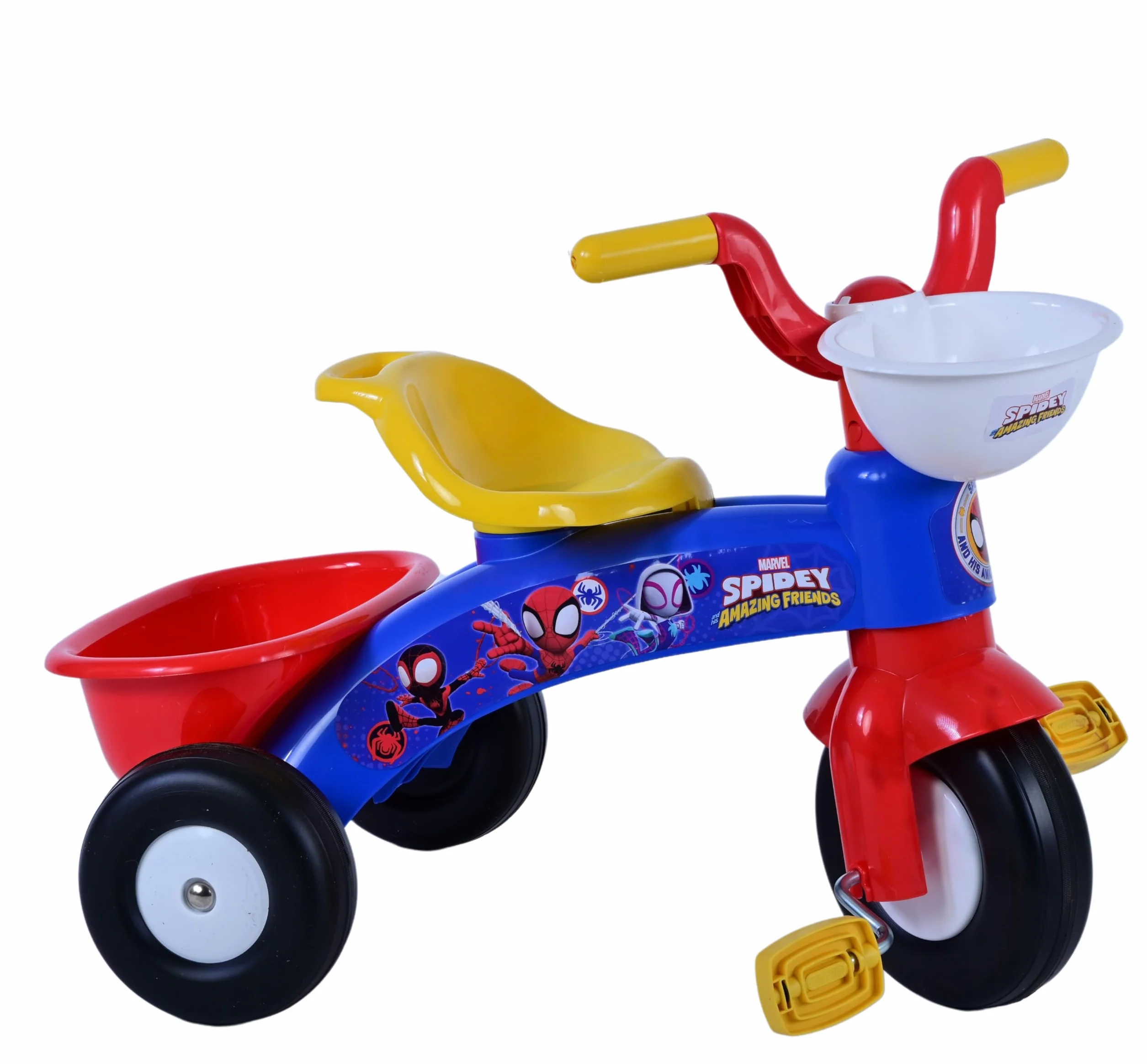 Triciclo primo passi Spidey con cestino e portagiochi per bambini a partire da 1 anno di età