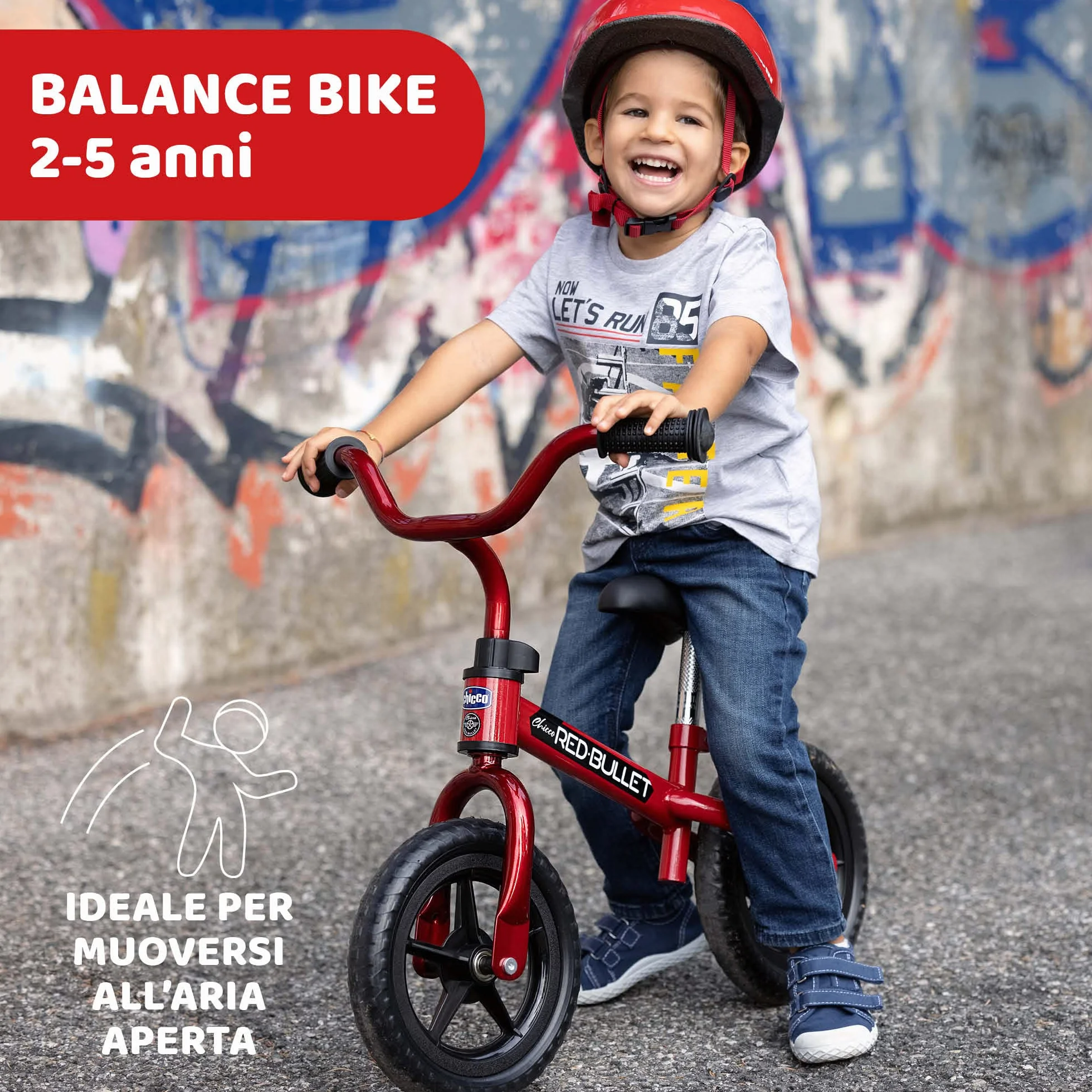 Chicco Bicicletta Bambini Senza Pedali 2-5 Anni, Bici Senza Pedali Balance Bike per l'Equilibrio, bici senza pedali 2 anni, con Manubrio e Sellino Regolabili, Max 25 Kg, Giochi Bambini 2-5 Anni