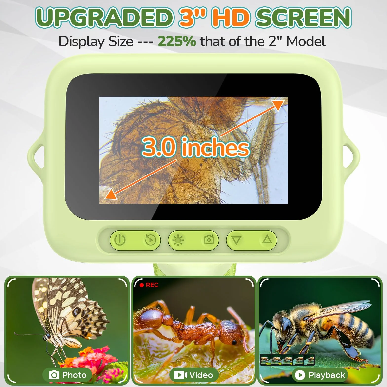 Microscopio Digital con Schermo da 3,0" per Bambini: Mini Microscopio Portatile Ricaricabile 1000X, Lente d'Ingrandimento 4K per Monete e Gioielli, Giocattolo Educativo STEM, Regalo di Natale per