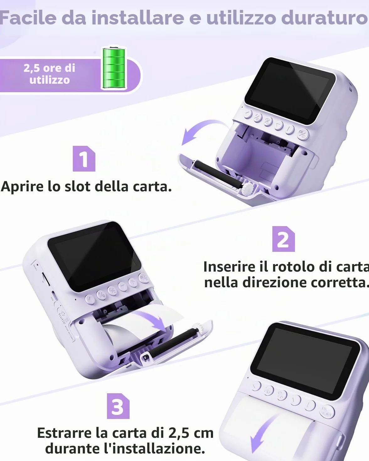 TIATUA Macchina Fotografica Bambini Istantanea, 3.0 Pollici Fotocamera Digitale Bambini con 32GB Scheda & 3 Rotoli di Carta da Stampa, Regalo per Ragazze Ragazzi da 3-12