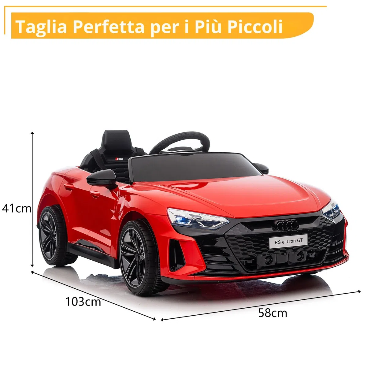 AUDI RS E-tron 12V Auto Elettrica per Bambini 3-5 Anni con Doppi Motori, MP3, Telecomando Rosso
