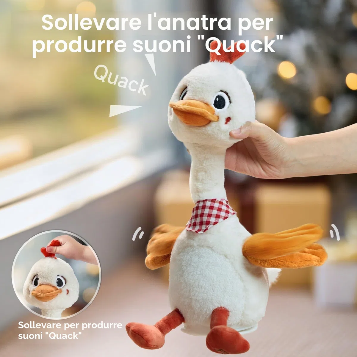 TUMAMA Giocattoli Anatra Che Balla e Ripete, Peluche Interattivo Parlante Ballerino, 6 Musica, Ballo Regali 3 4 6 Anni
