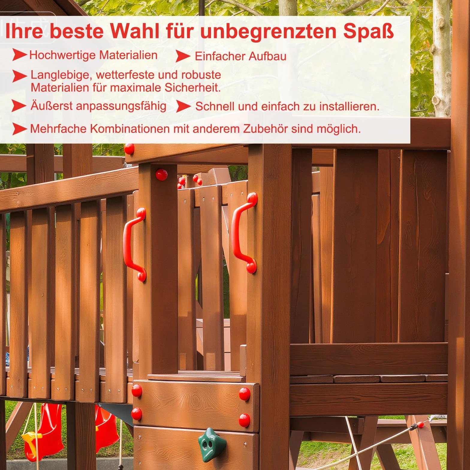 VOSSOT 2 Maniglie per Torre Giochi, Maniglie di Sicurezza in Plastica, Robuste per Bambini da Interno Ed Esterno per Casette da Gioco, Alberi, Strutture per Arrampicata (Rosso)