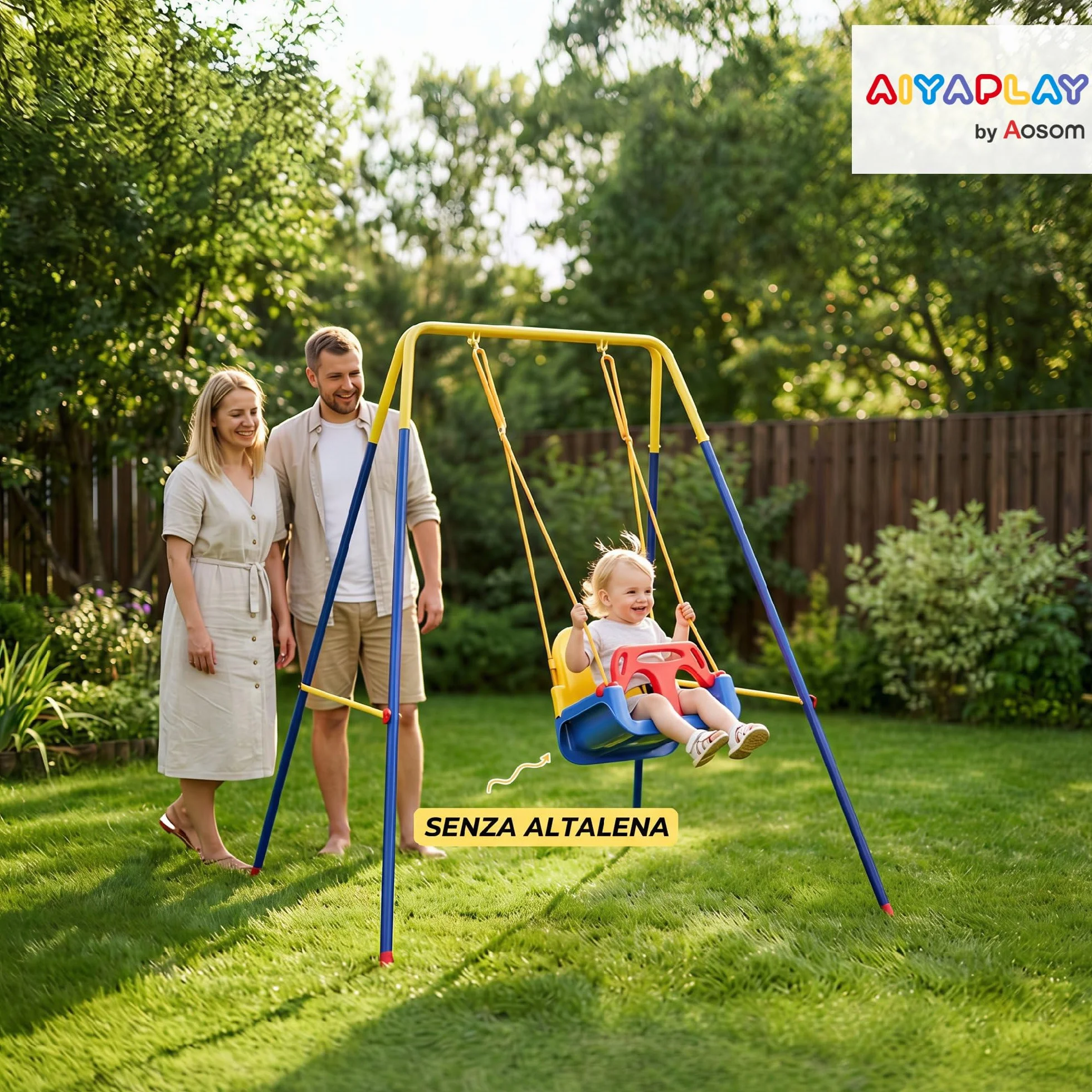 AIYAPLAY Struttura per Altalena da Giardino per Bambini, Struttura Altalena in Acciaio, Anti-UV, Impermeabile, Supporta 50kg, con 2 Ganci per Altalena a Nido, Altalena a U