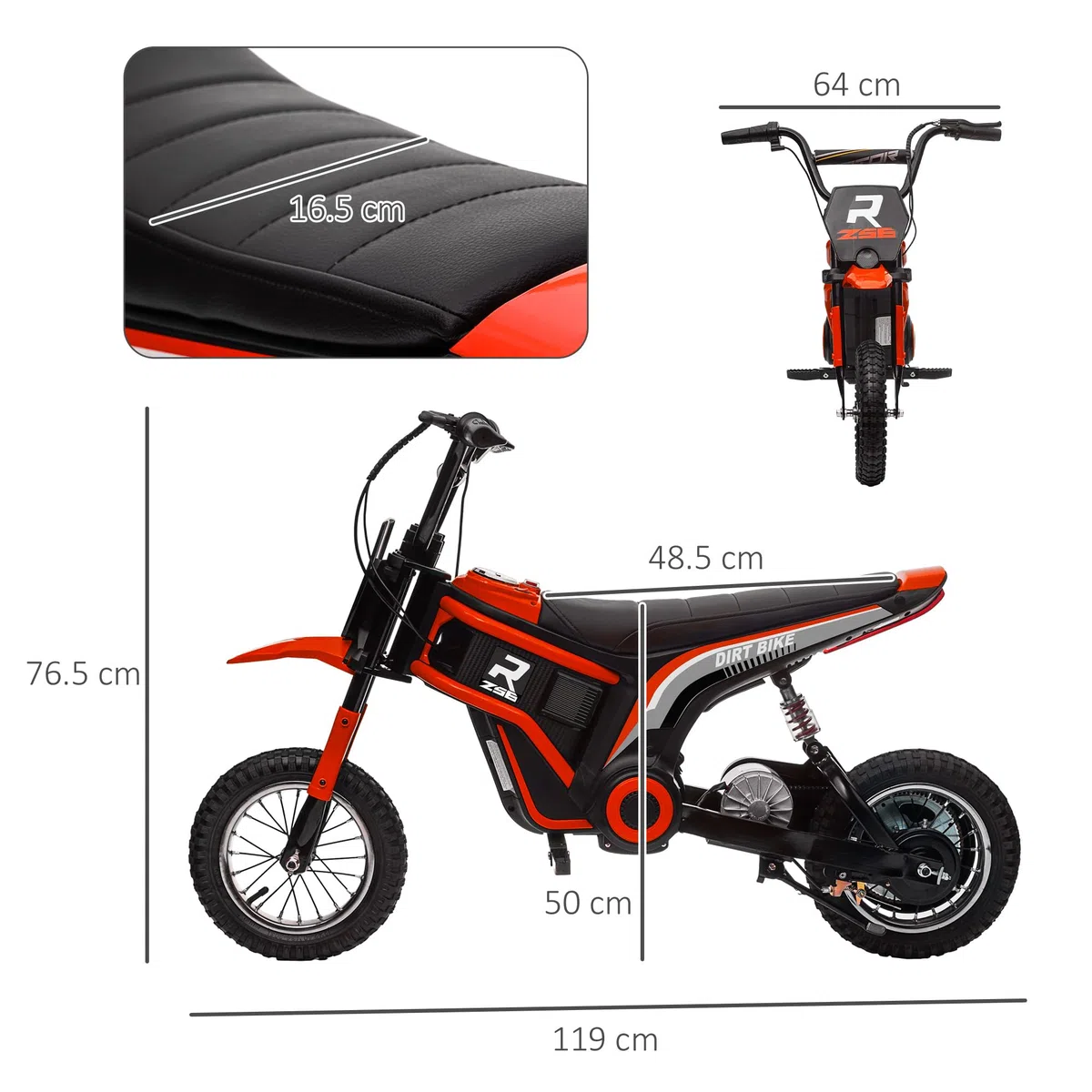 HOMCOM Moto Elettrica Bambini 24V 8-12 Anni Mini Cross con Sospensione Luci Suoni 2 Velocità 8-16km/h Ruote 30.5cm Rosso