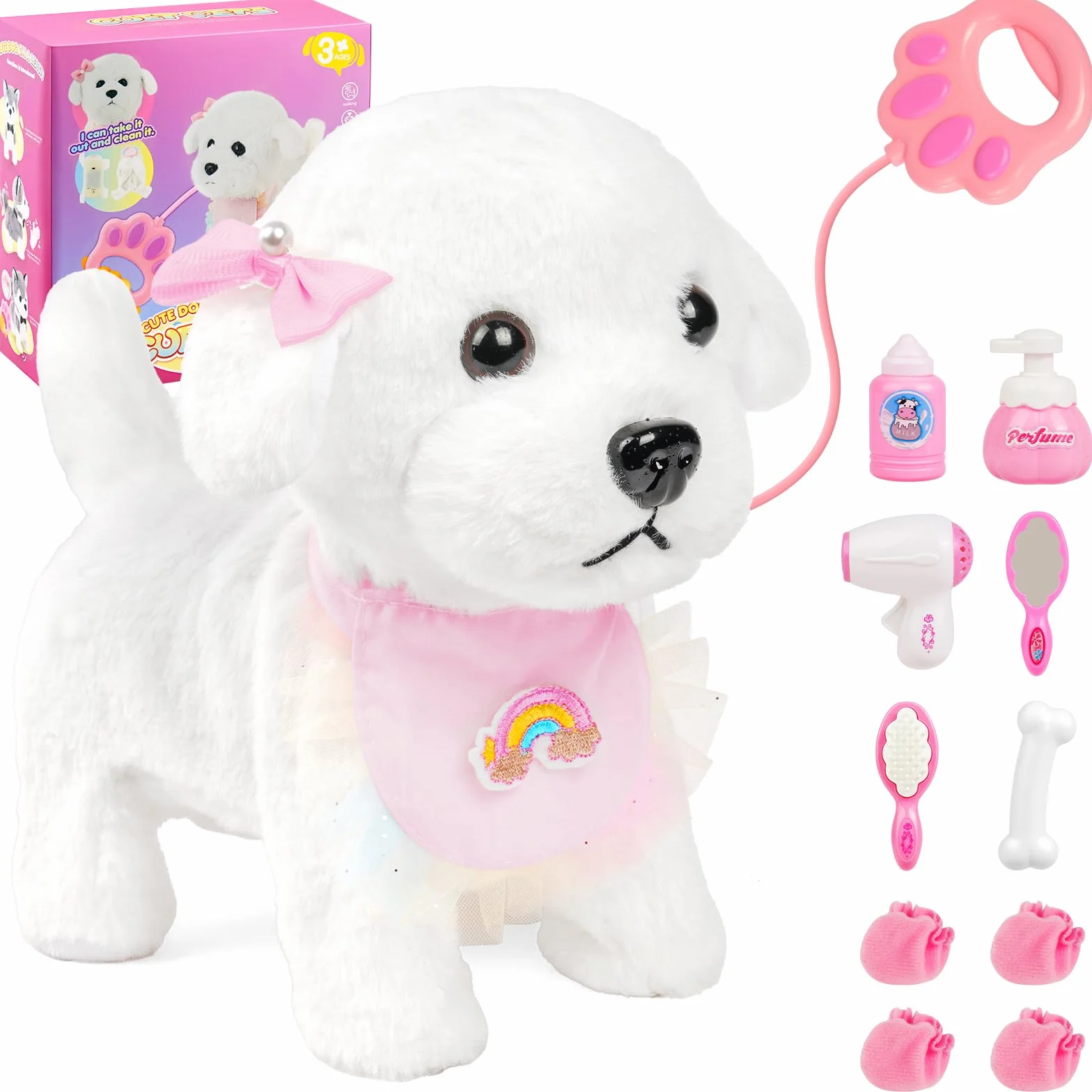 Vicloon Cane Peluche Interattivo Cammina Abbaia Scodinzola Giocattolo per Bambini 14+