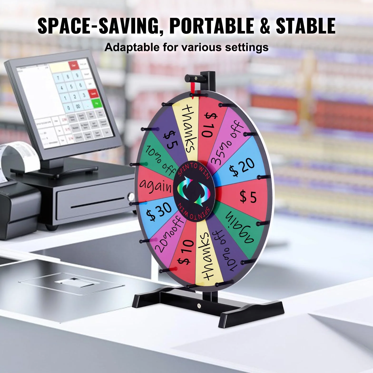 VEVOR Ruota della Fortuna 457 mm, Ruota della Lotteria a Secco, Ruota Fortuna 14 Slot, con 2 Indicatori, Rotazione Liscia e Gioco del Bingo Equilibrato, Gioco per Feste in Salone Carnevale