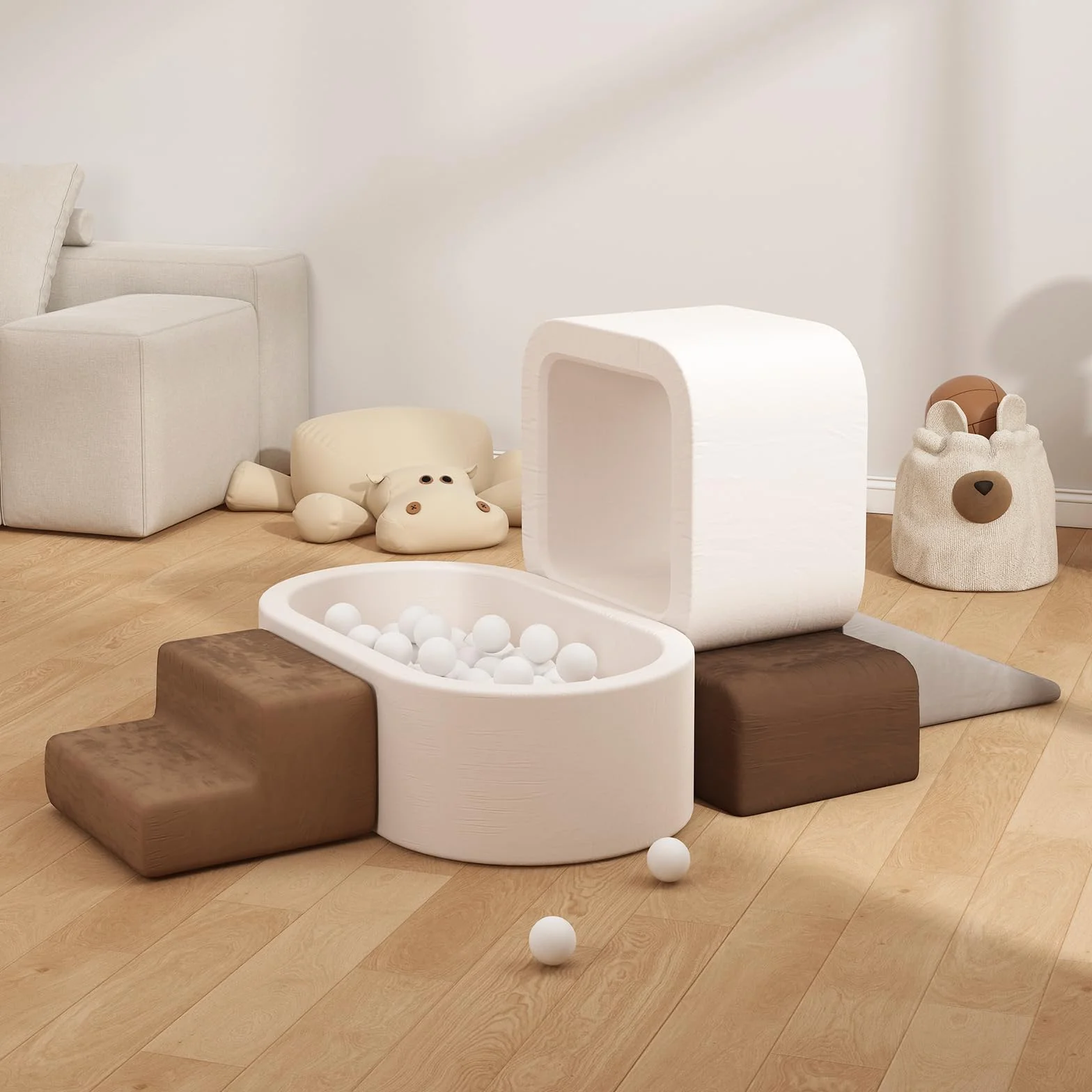 Blocchi Schiuma per Bambini BanaSuper, Arrampicata con Piscina di Palline, Gioco Morbido Parco Giochi