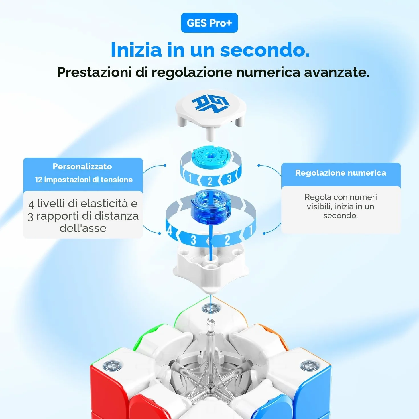 GAN 356ME Cubo di Velocità Professionale 3x3 Cubo Magnetico, Speed Cube con 12 Livelli di Regolazione della Tensione, Cubo GAN 3x3 con 48 Capsule Magnetiche, Allenamento e Competizione