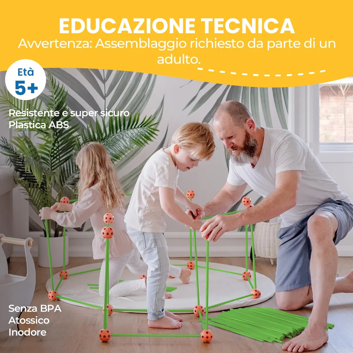 Tiny Land 130 pezzi Kit di costruzione forte bambini - Giocattolo creativo STEM Castelli fai-da-te Tenda