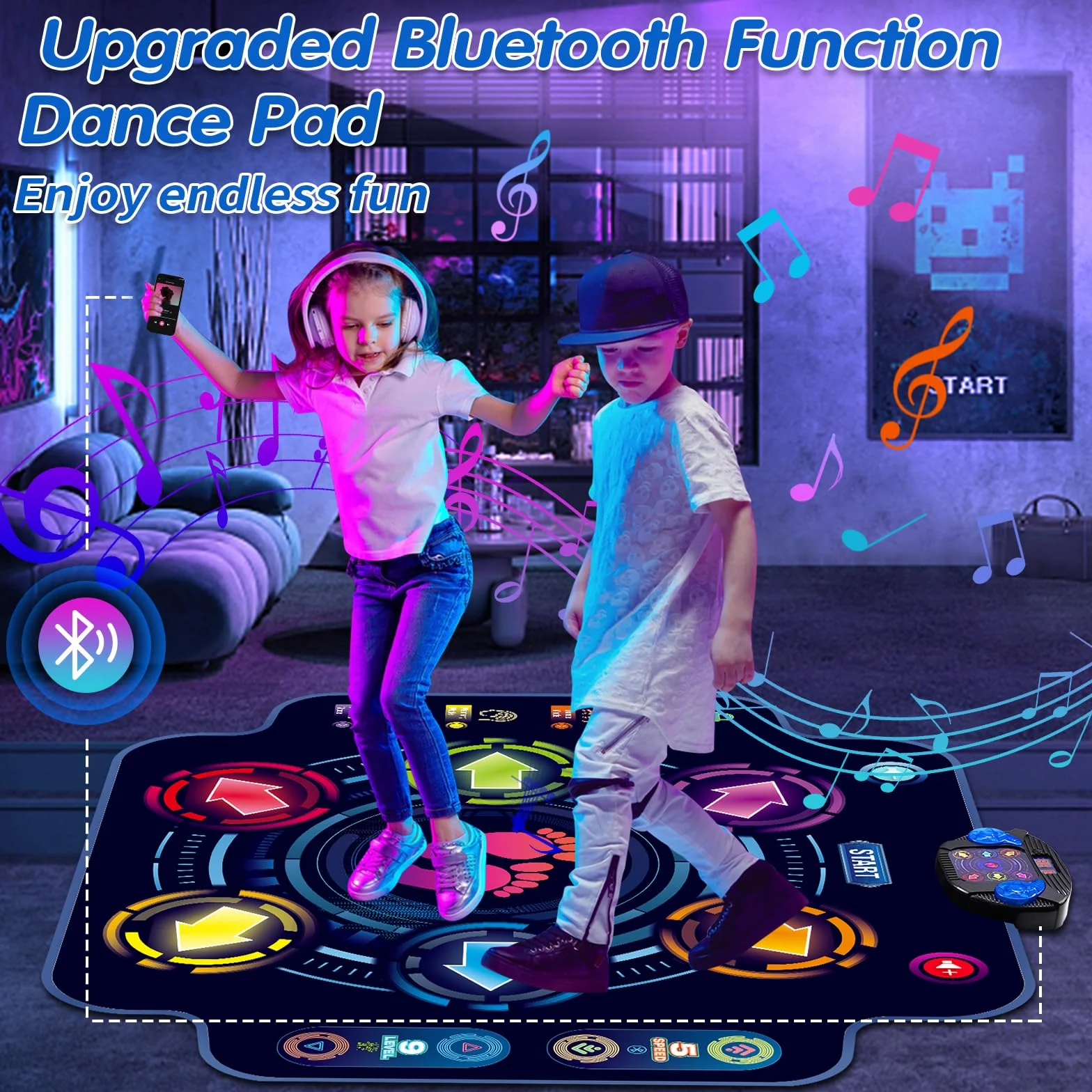 Tappetino da ballo per bambini - Tappetino da ballo elettronico con 6 luminosi e Bluetooth wireless, Tappetino da gioco per danza musicale, Regali di compleanno, Giocattoli per ragazze dai 4 5 6 7 8