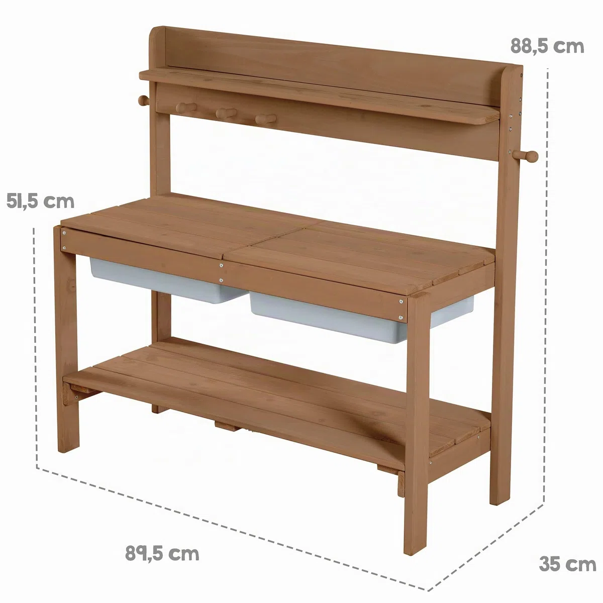 roba Cucina Per Bambini Sabbia e Acqua Fun - Multifunzionale - Tavolo da Esterno per Attività all'Aperto con 2 Vasche - Coperchio in Legno Massello Laccato Teak