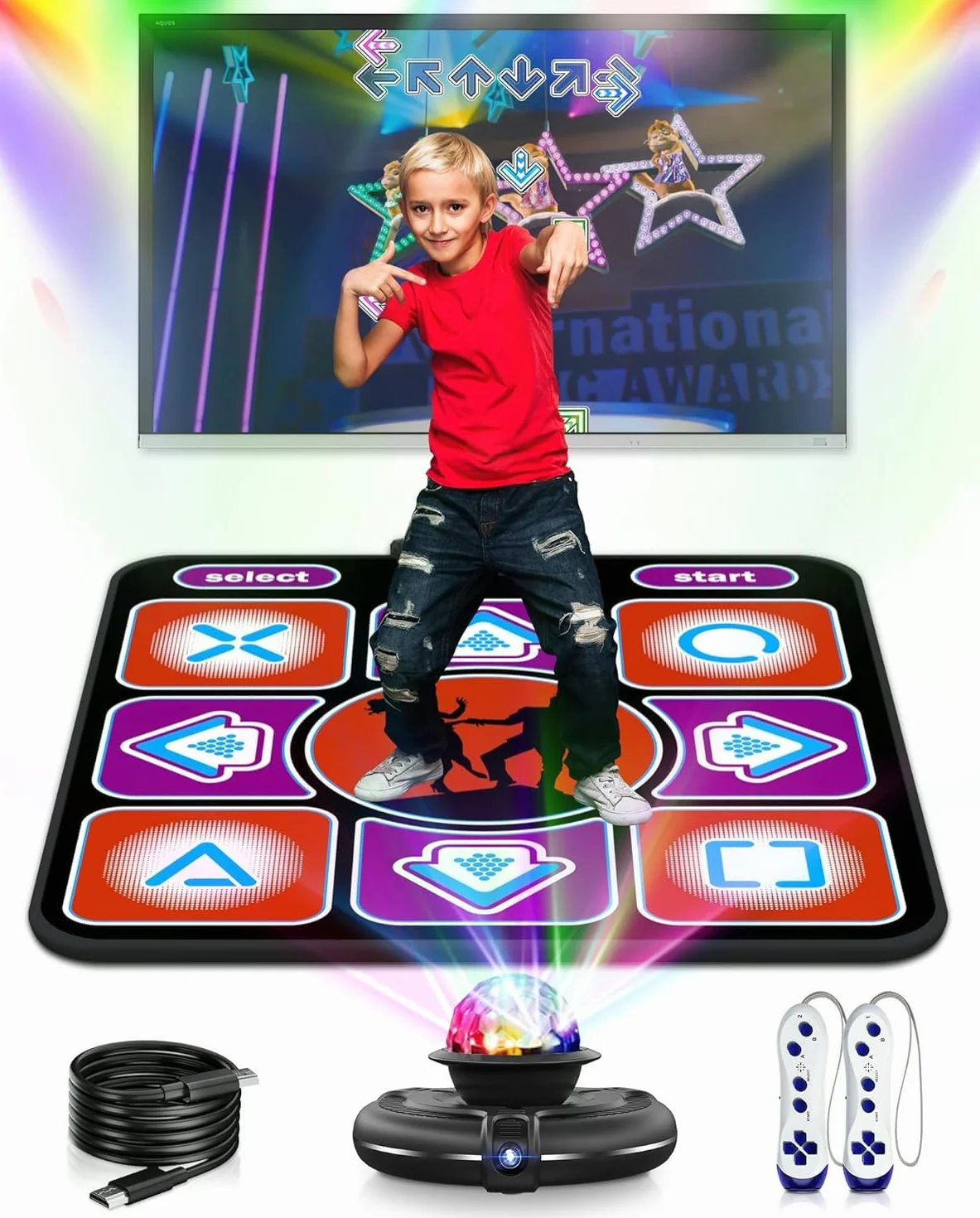Tappetino da Ballo Singolo per TV, Elettronico con Controller Wireless, Antiscivolo per Bambini Adulti Regali per Ragazzi e Ragazze (Nero Rosso)
