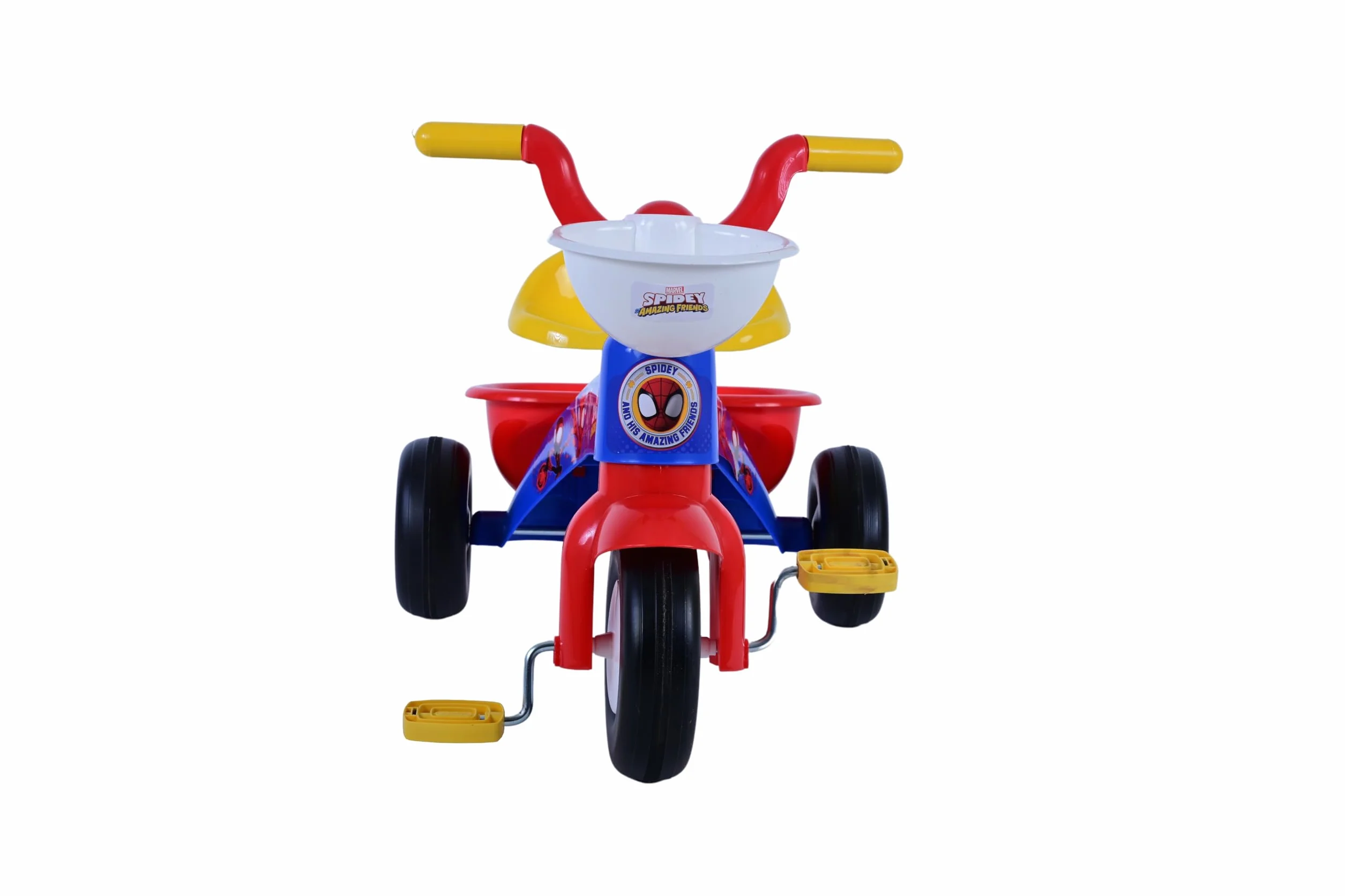 Triciclo primo passi Spidey con cestino e portagiochi per bambini a partire da 1 anno di età