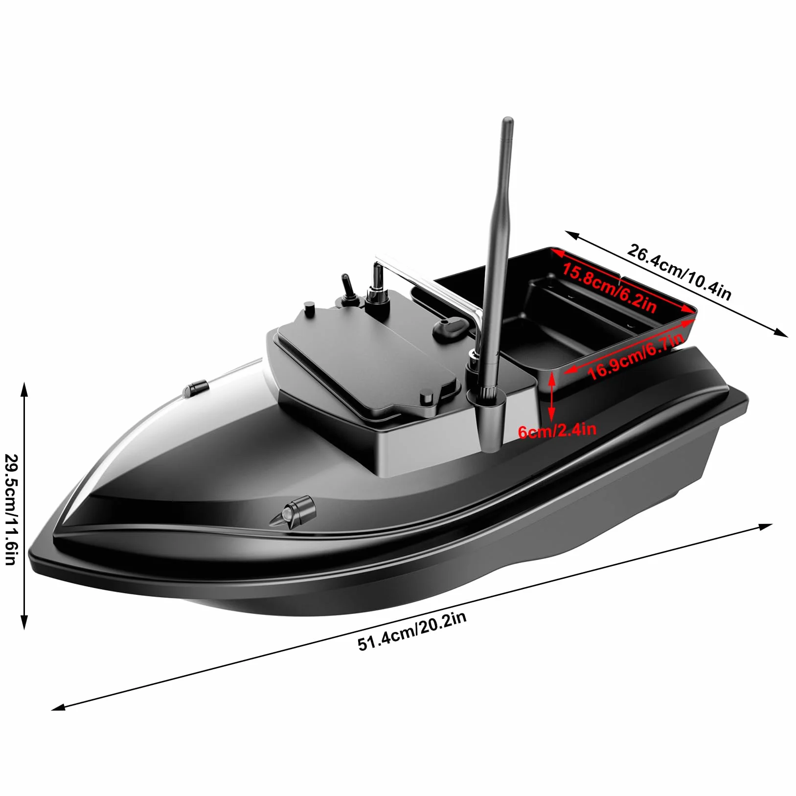 Barca con Esche da Pesca 500M RC Barca con Esche da Pesca 2KG Caricamento con Borsa Dispositivo di Alimentazione per Pesci Distanza 500M 2kg Caricamento Esche Barca telecomandata
