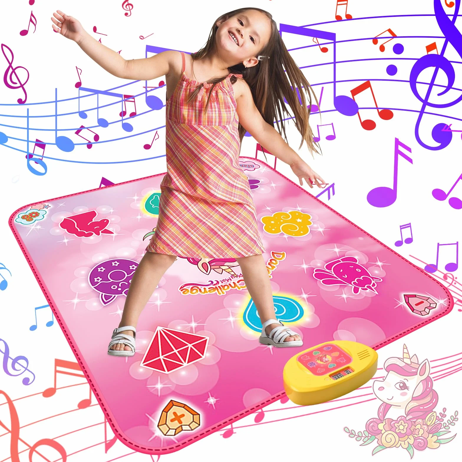 Bambini Tappetino da Ballo, GuKKK Tappeto da Ballo per 3 4 5 6 7 8 9 10+ Anni, Tappetino Musicale Elettronico, Giocattolo Tappeto Musicale da Ballo,Regali di Natale di Compleanno per Ragazze e Ragazzi