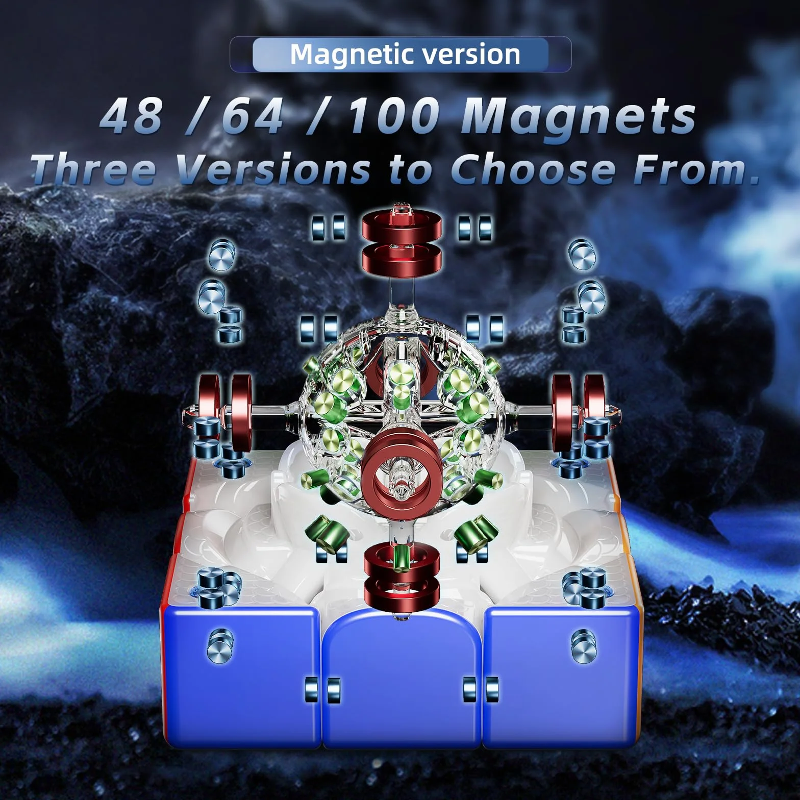 Moyu Weilong V11 2025 Speed Cube 3x3 Senza Adesivi Cubo Puzzle 3x3 Tensione Regolabile 64 Magneti 3 per 3 Liscio Professionale Magnetico Master Cube (Versione UV a Nucleo Sferico)