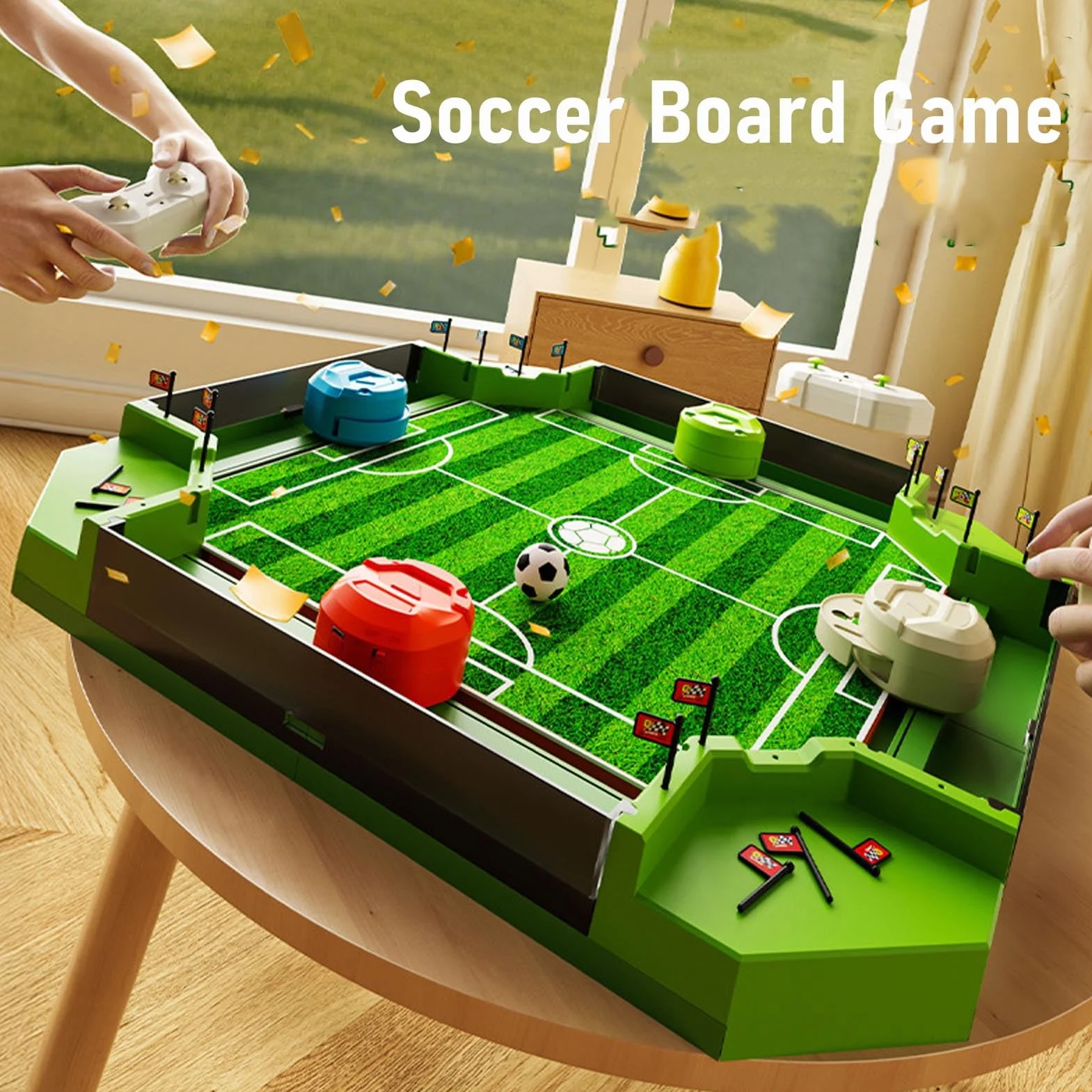 Chrees Gioco di Calcio Balilla Telecomandato, Gioco da Tavolo di Calcio da Tavolo con 2 Telecomandi per Feste in Famiglia per Bambini, Sportivo Interattivo Educativo per la Casa