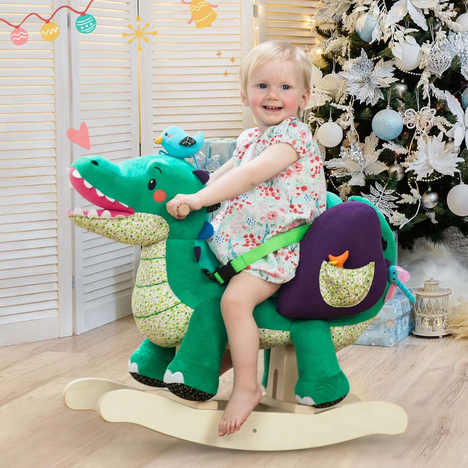labebe Generalmente spedito Il 2018/12/23 - Cavallo Dondolo Legno, Peluche di Coccodrillo Verde per 1-3 Anni, Cavalluccio Dondolo/Giochi Cavalcabili Bambini/Sedia Dondolo Bambini