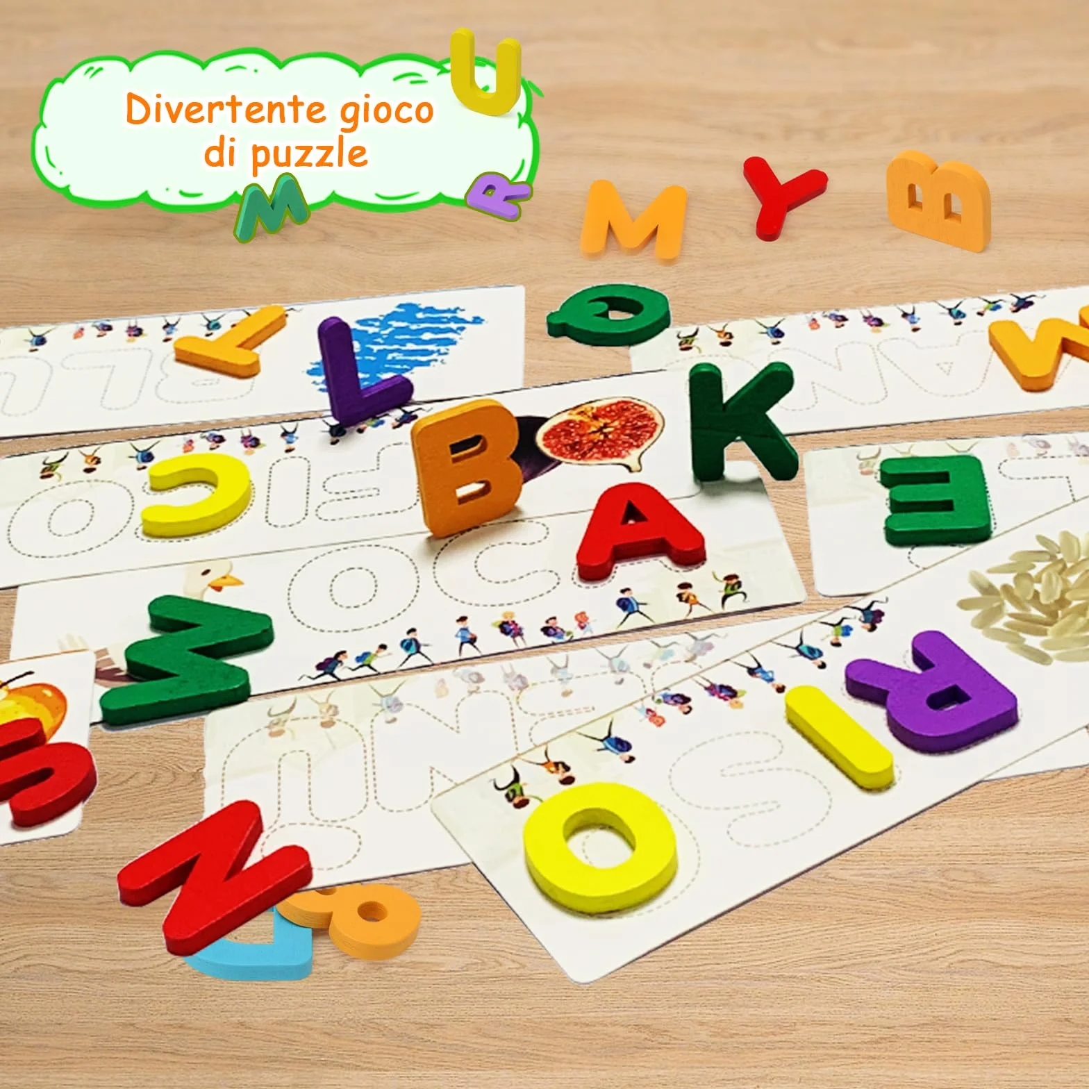 Gioco di ortografia Italiani Lettere di Apprendimento Giochi in legno Educativi Montessori Giocattoli a partire dai 3 anni prescolare giocattolo per bambini 3 4 5 6 7 8 anni ragazzi ragazze