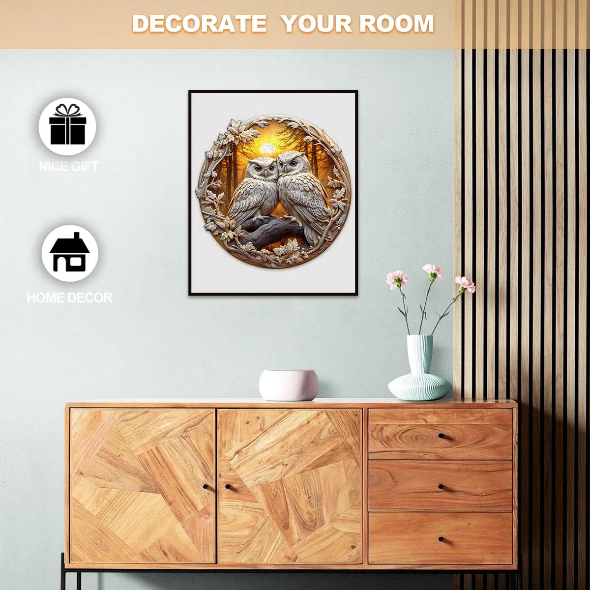 Puzzle in legno per adulti, 300 pezzi, con gufo 3D, puzzle in legno, 34 x 33,5 cm, puzzle in legno irregolare, unici a forma di animale, per adulti, bel regalo per la famiglia e gli amici