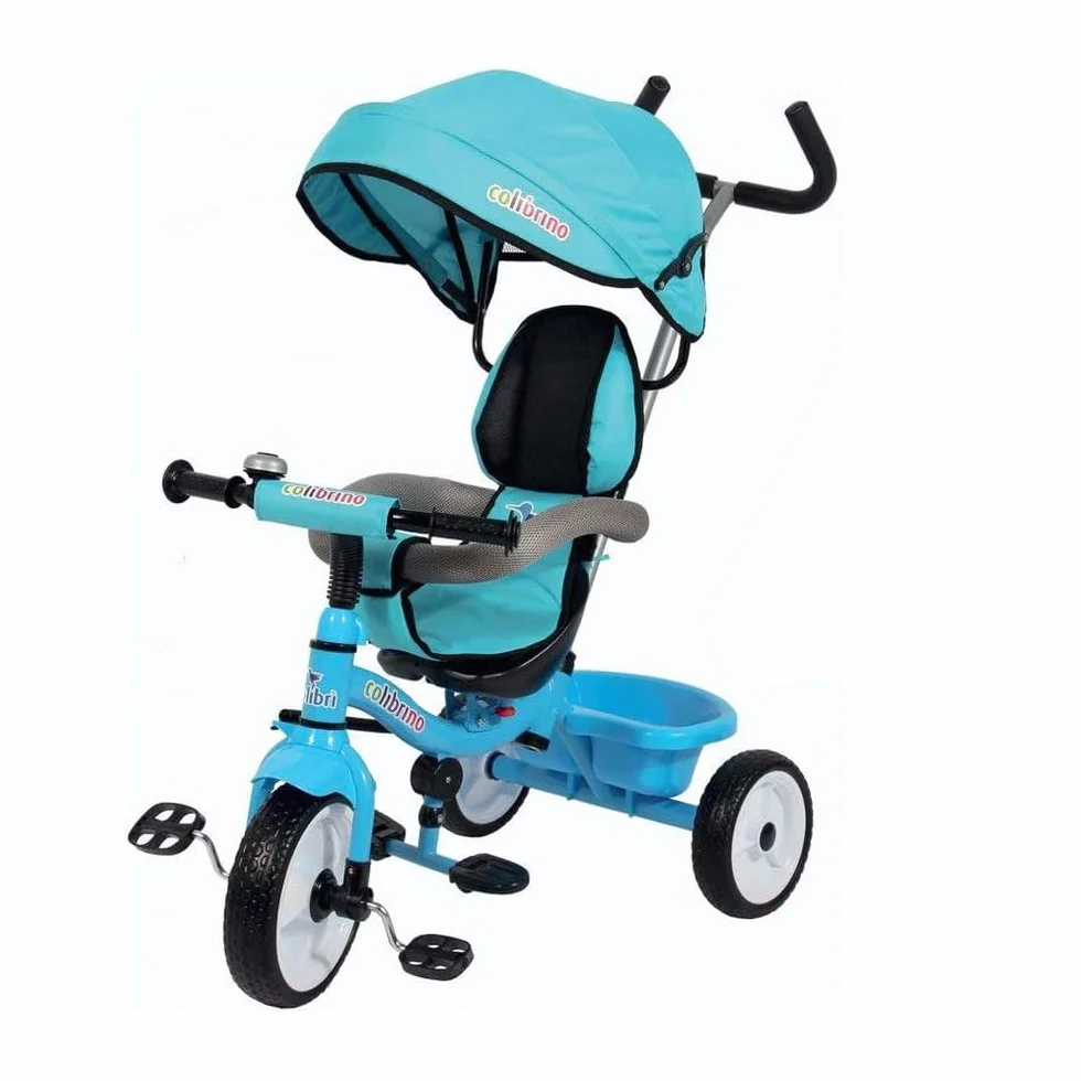 Colibrì Triciclo Bambini 1 anno Passeggino Fronte Mamma e Strada Leggero | Treciclo Regolabile Bimbo Bimba 9 mesi Colibrino Blu