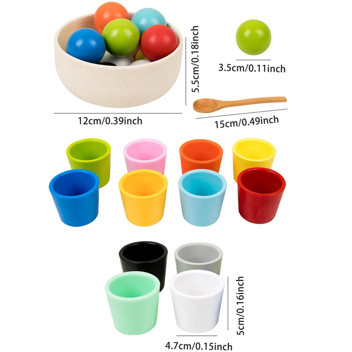 Giocattoli Montessori in Legno 8 Palline Colore Smistamento Conteggio Apprendimento Educativo Gioco Abbinamento